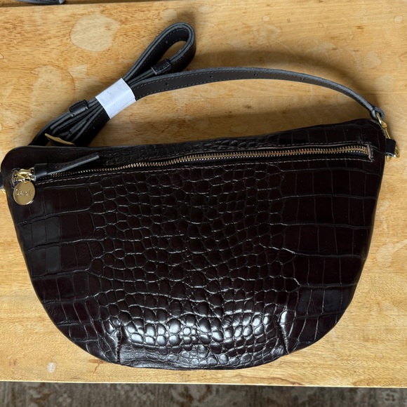 NWOT Clare V Dark Brown Croc Grande Fanny - Picture 1 of 6